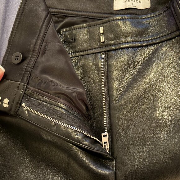 Aritzia Wilfred Melina Pant Faux Leather Straight Leg 2 Black High Rise - Picture 2 of 4